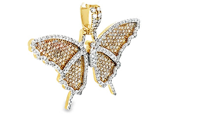 Swallowtail Butterfly Pendant 1.46 ct. Diamond 10K Yellow Gold