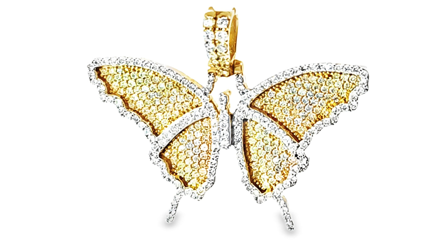 Swallowtail Butterfly Pendant 1.46 ct. Diamond 10K Yellow Gold