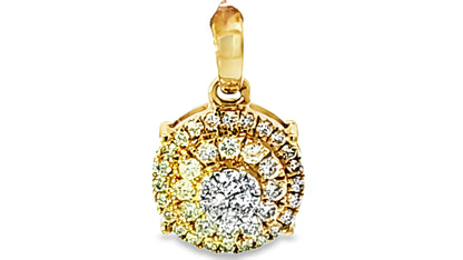 Round Shape Elegant Pendant 0.4 Ct. Diamond 10K Yellow Gold