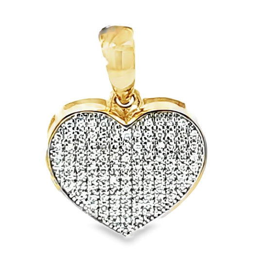 Micro Pave Heart Pendant 0.22 Ct. 10K Yellow Gold