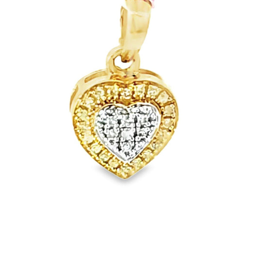 Elegant Heart Pendant 0.12 Ct. Diamond 10K Yellow Gold