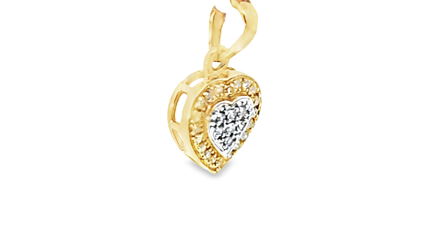 Elegant Heart Pendant 0.12 Ct. Diamond 10K Yellow Gold