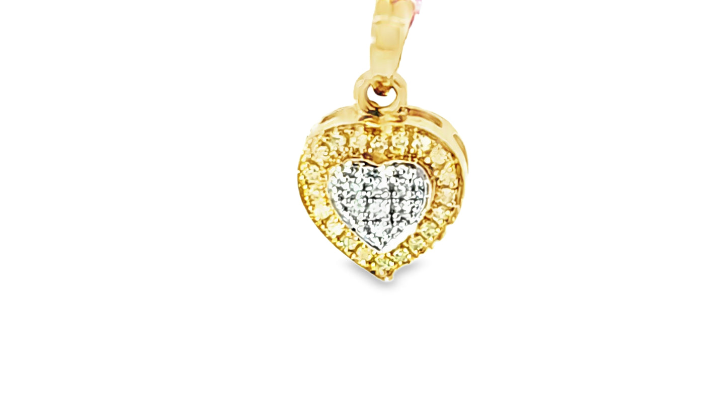 Elegant Heart Pendant 0.12 Ct. Diamond 10K Yellow Gold