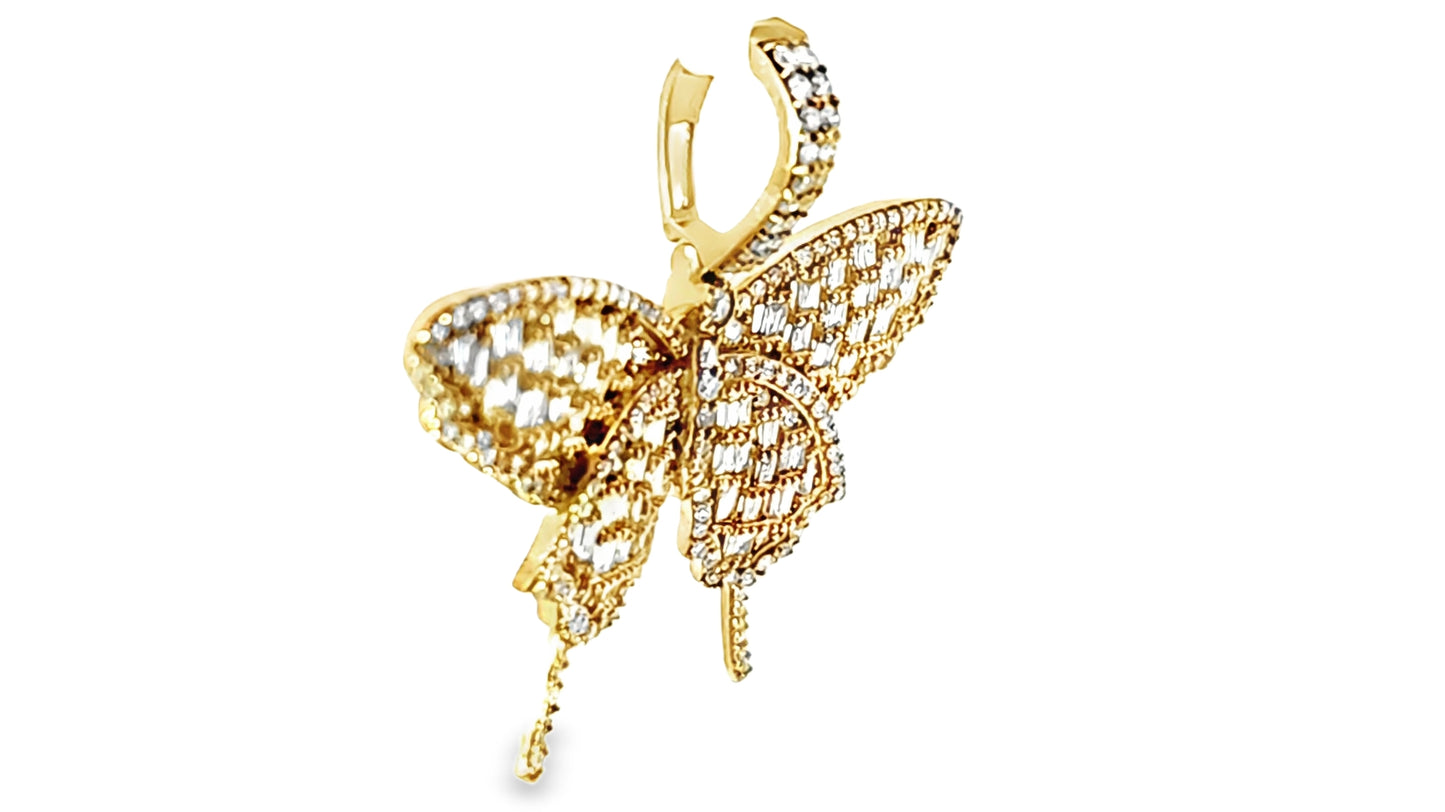 Elegant Butterfly Pendant 2.25 Ct. Diamond 10K Yellow Gold