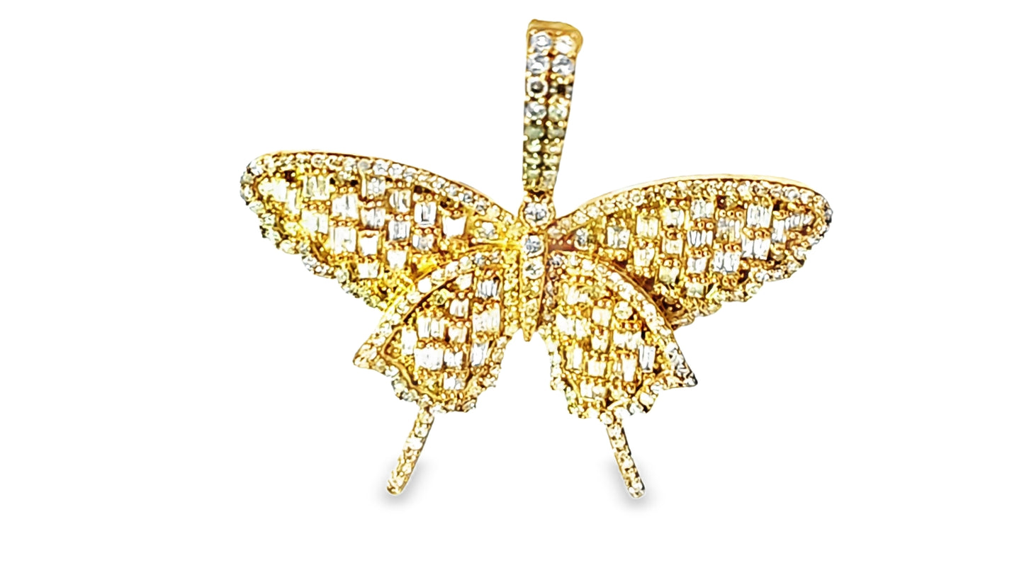 Elegant Butterfly Pendant 2.25 Ct. Diamond 10K Yellow Gold