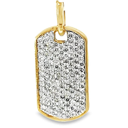 Iced-out Diamond Dog Tag 2 Ct. Diamond Yellow Gold