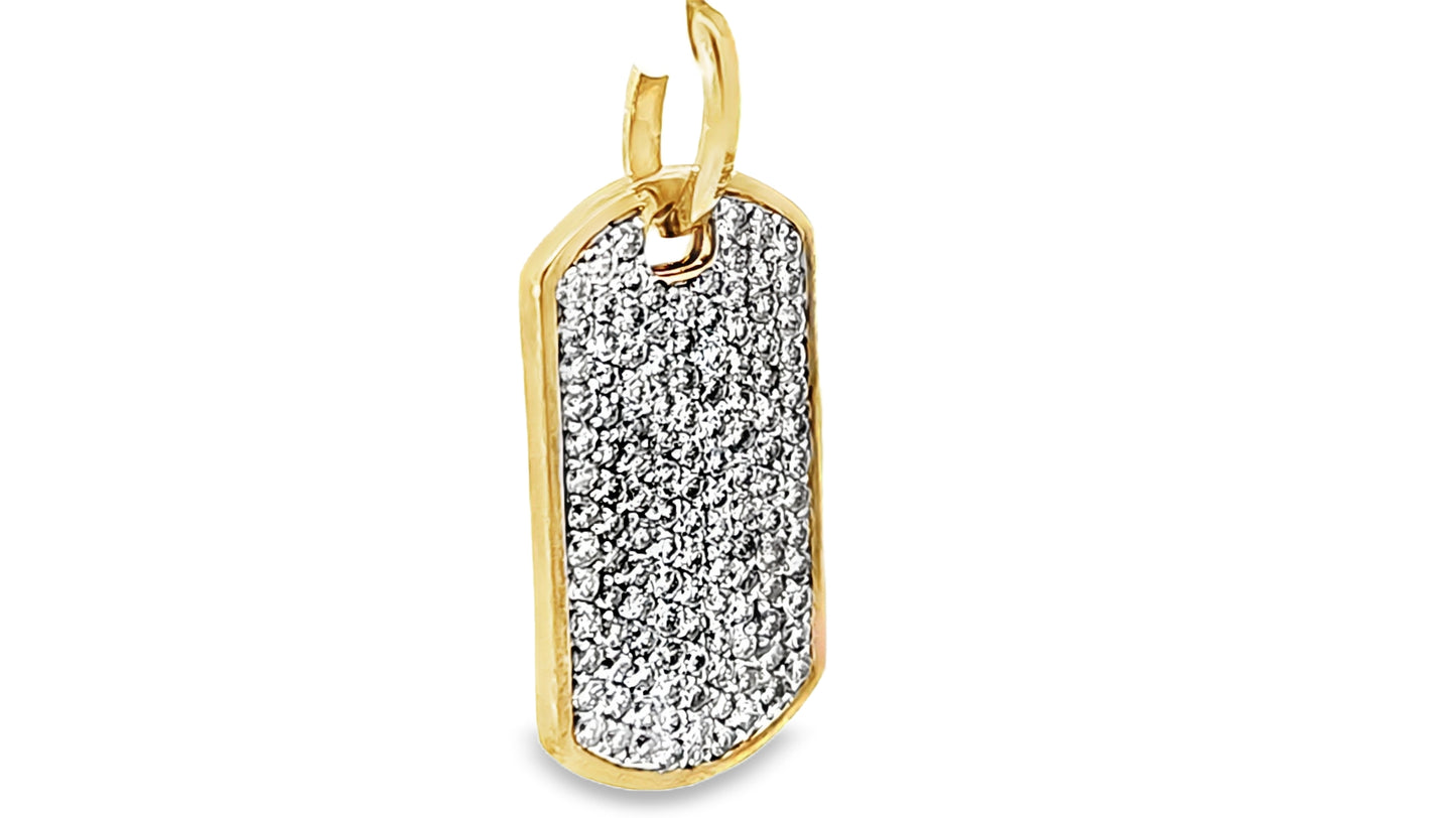 Iced-out Diamond Dog Tag 2 Ct. Diamond Yellow Gold