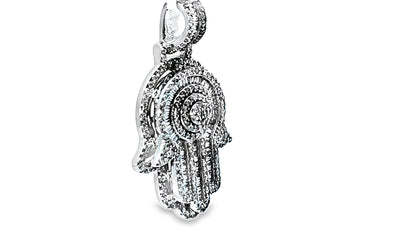 Elegant Hamsa Hand Pendant 1.2 Ct. Diamond 10K White Gold