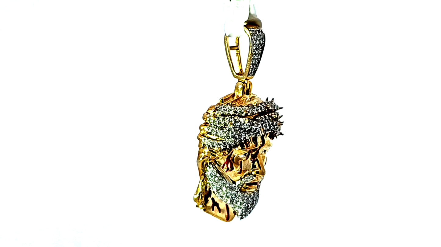 Jesus Face Pendant 0.875 Ct. Diamond 10K Gold