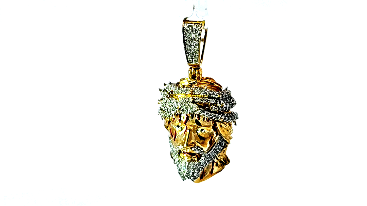 Jesus Face Pendant 0.875 Ct. Diamond 10K Gold