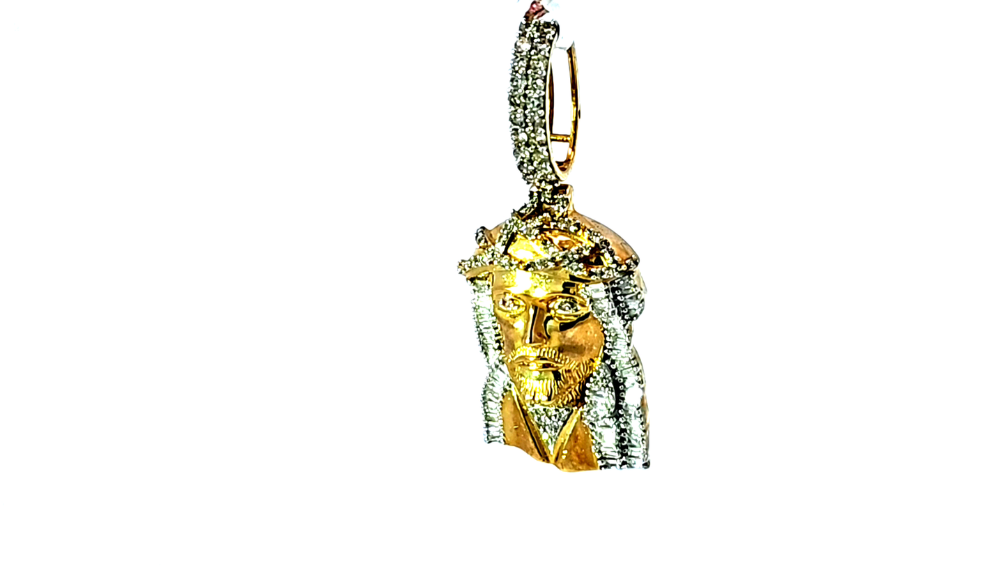 Jesus Face Pendant 0.75 Ct. Diamond 10K Gold