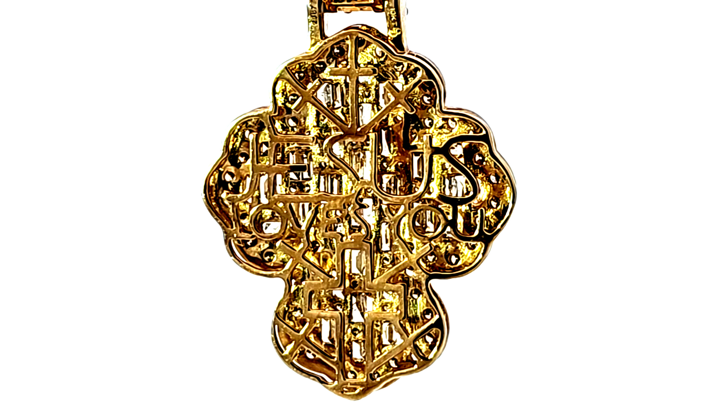 Fashion Cross Pendant  10K Yellow Gold 3.00 ctw Diamond