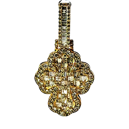 Fashion Cross Pendant  10K Yellow Gold 3.00 ctw Diamond