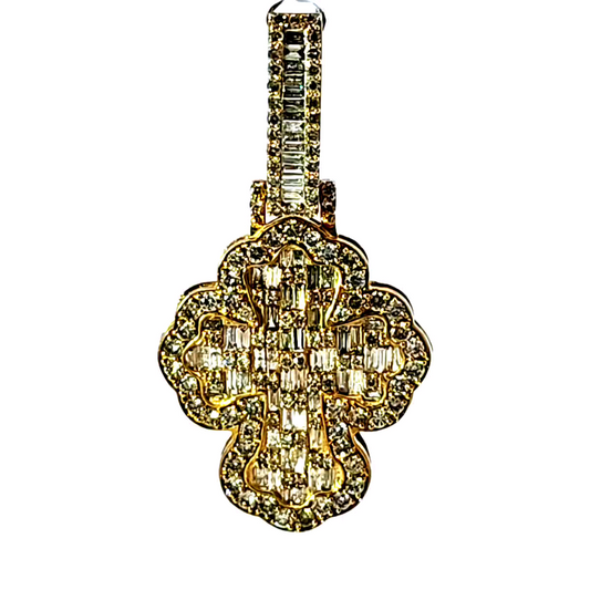 Fashion Cross Pendant  10K Yellow Gold 3.00 ctw Diamond