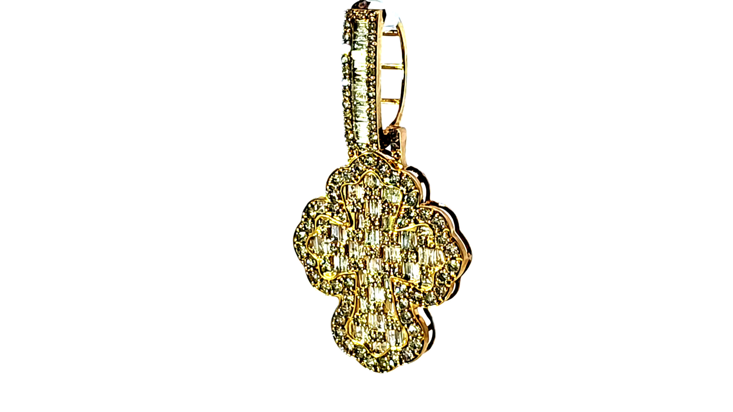 Fashion Cross Pendant  10K Yellow Gold 3.00 ctw Diamond