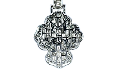 Fashion Cross Pendant  10K White Gold 3.00 Ctw Diamond