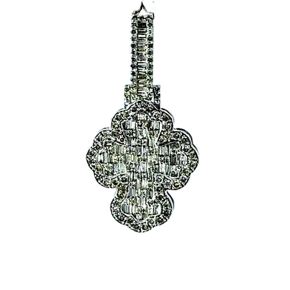 Fashion Cross Pendant  10K White Gold 3.00 Ctw Diamond