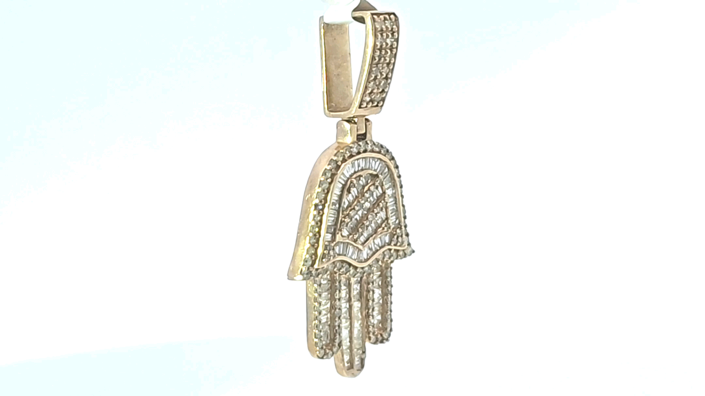 Hamsa Hand 10K Yellow Gold 1.50ctw Diamond