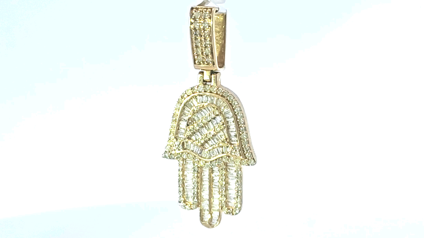 Hamsa Hand 10K Yellow Gold 1.50ctw Diamond