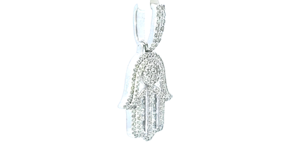 Hamsa Hand Gift Pendant 1.0 Ct. Diamond 10K White Gold