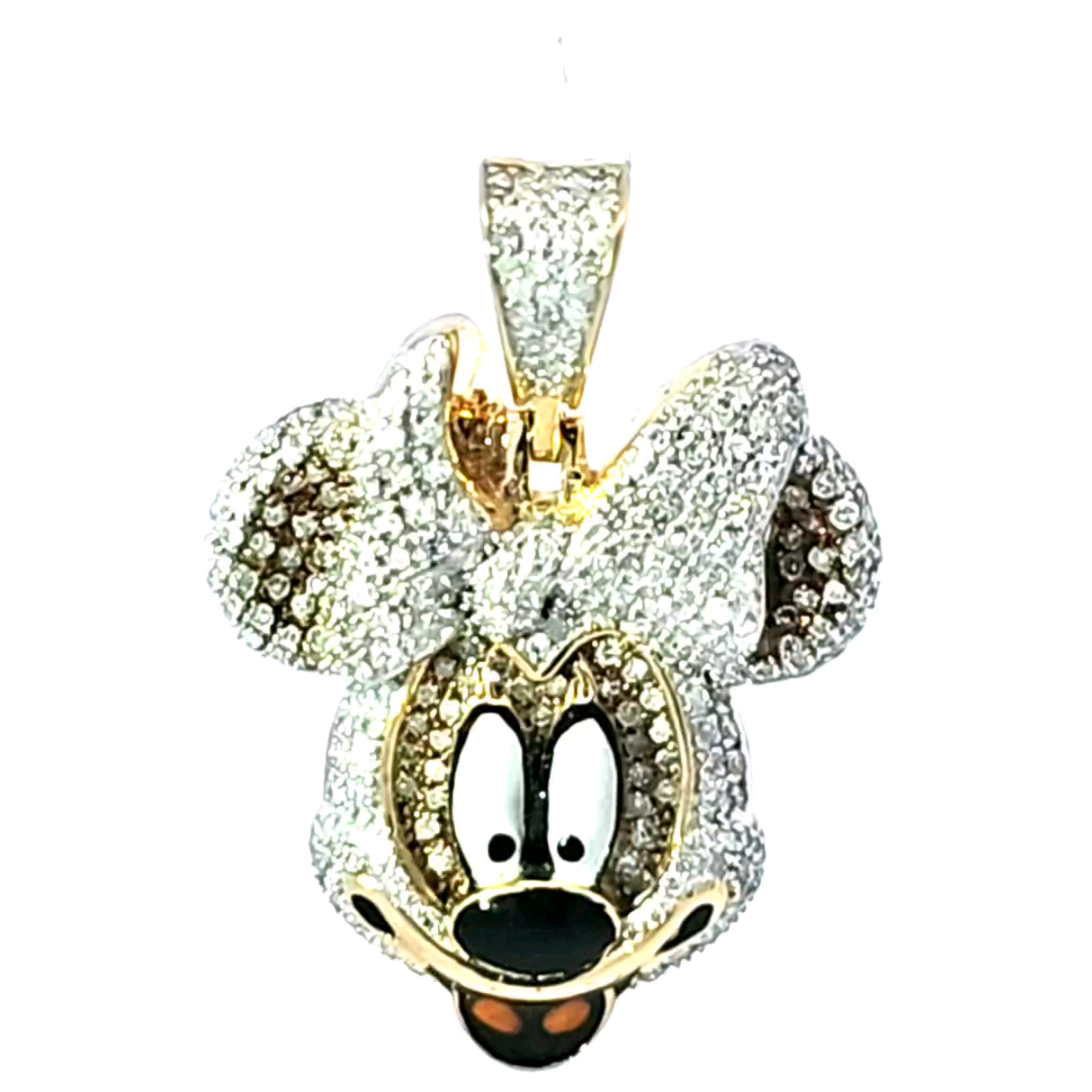 Fashion Minnie Mouse 10K Tri Color 0.91ctw Diamond Pendant