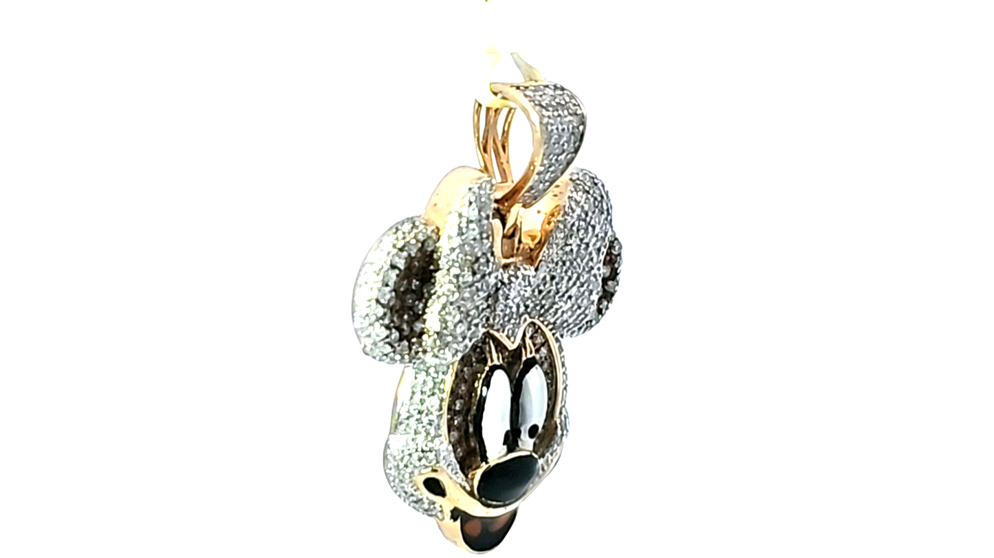 Fashion Minnie Mouse 10K Tri Color 0.91ctw Diamond Pendant