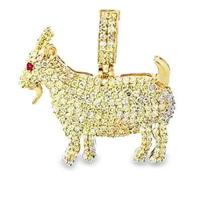 Iced-Out GOAT Pendant 1.75 Ct. Diamond 10K Yellow Gold