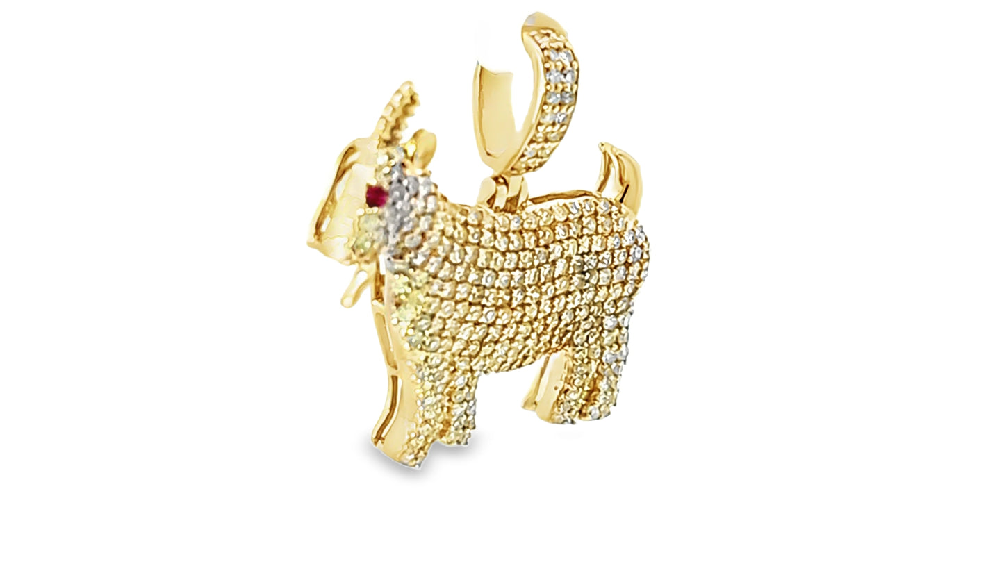 Iced-Out GOAT Pendant 1.75 Ct. Diamond 10K Yellow Gold