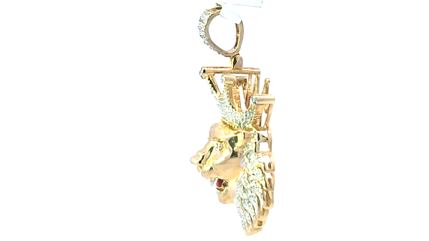 Majestic Lion Pendant 10K Yellow Gold 1.0ctw Diamond