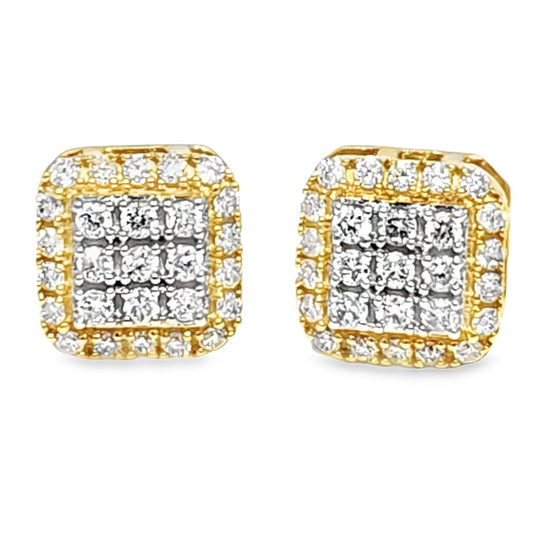 Square Cube Diamond Earrings 0.69 Ct. Diamond 10K Yellow Gold