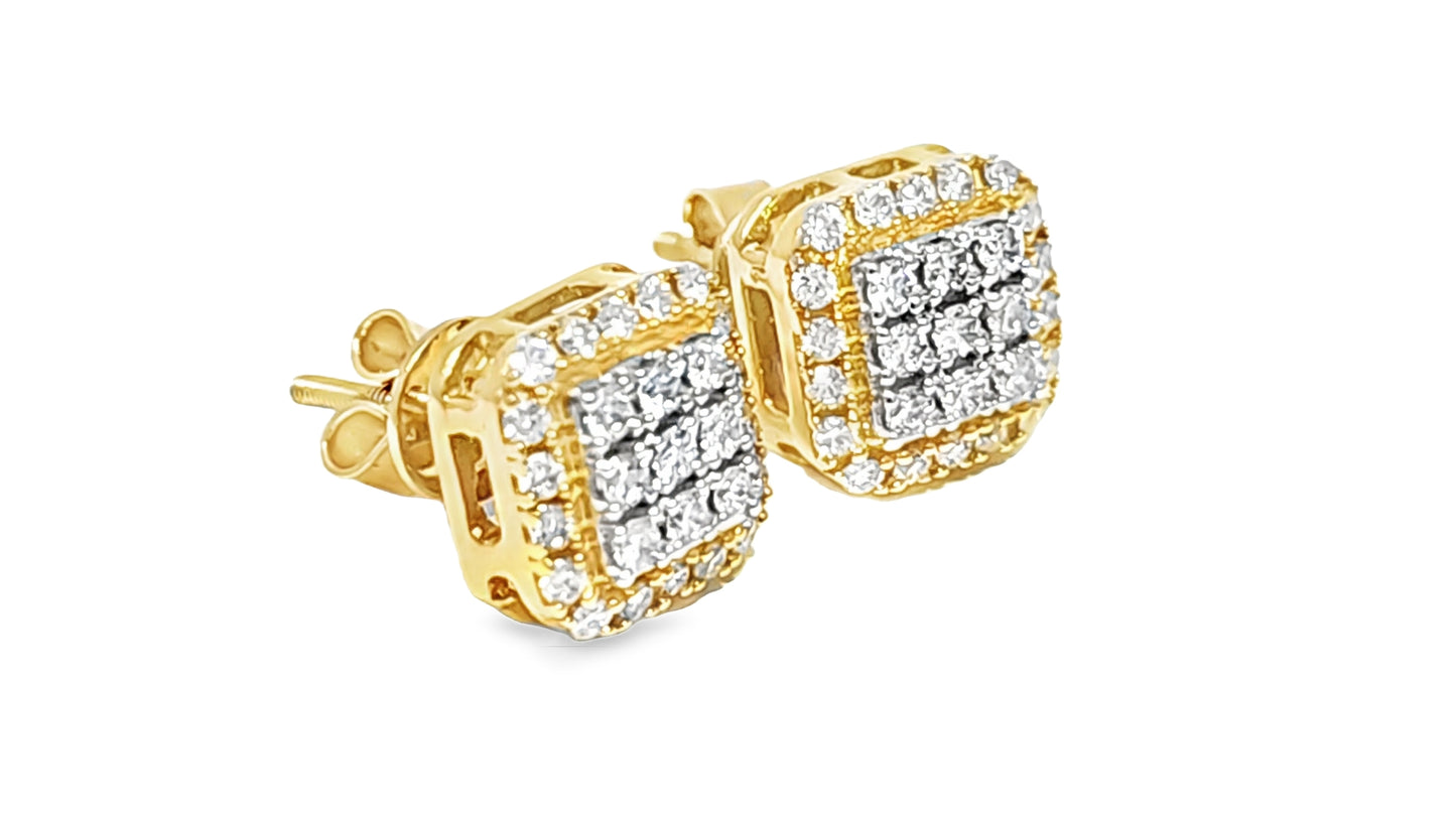 Square Cube Diamond Earrings 0.69 Ct. Diamond 10K Yellow Gold