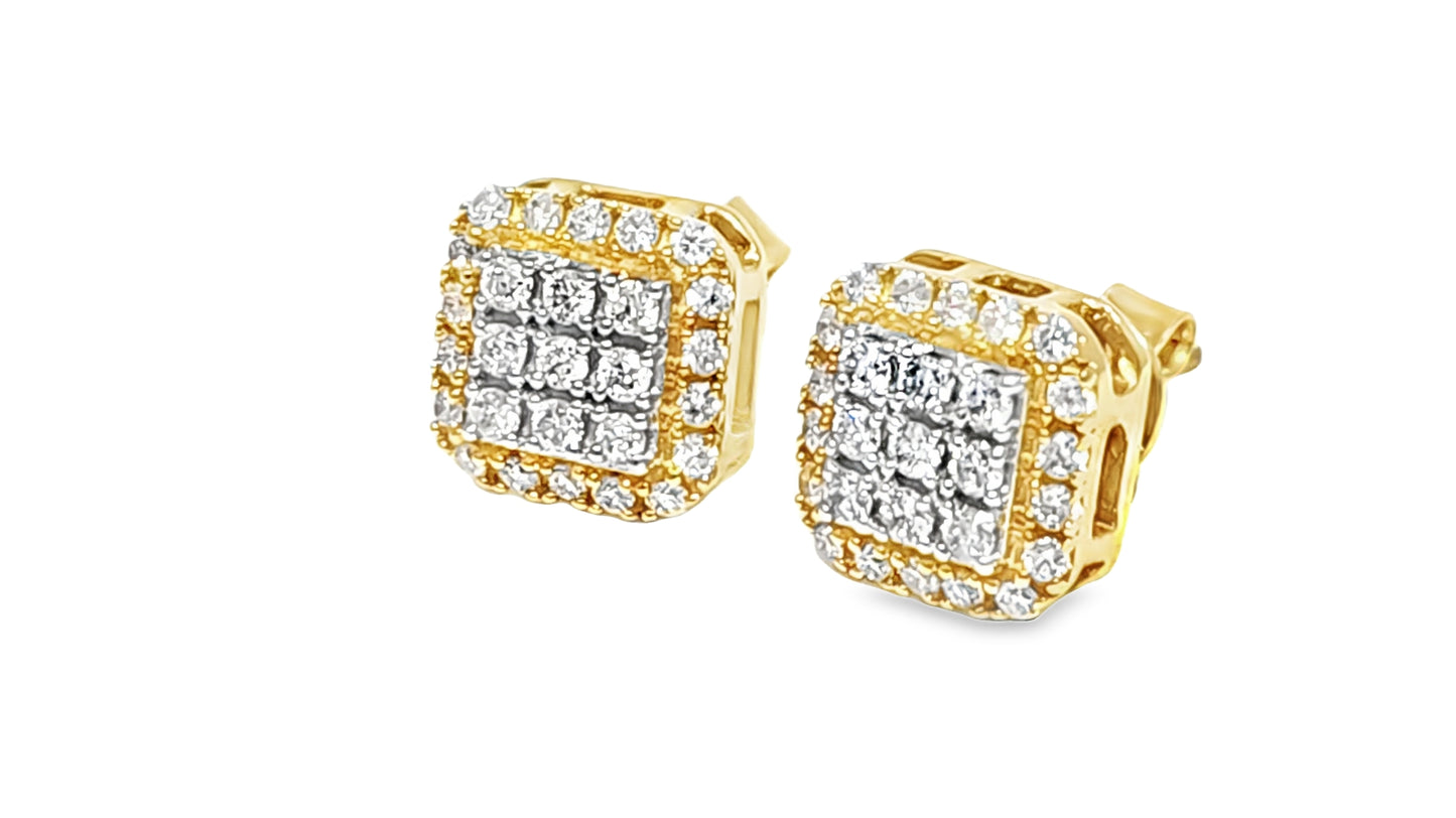 Square Cube Diamond Earrings 0.69 Ct. Diamond 10K Yellow Gold