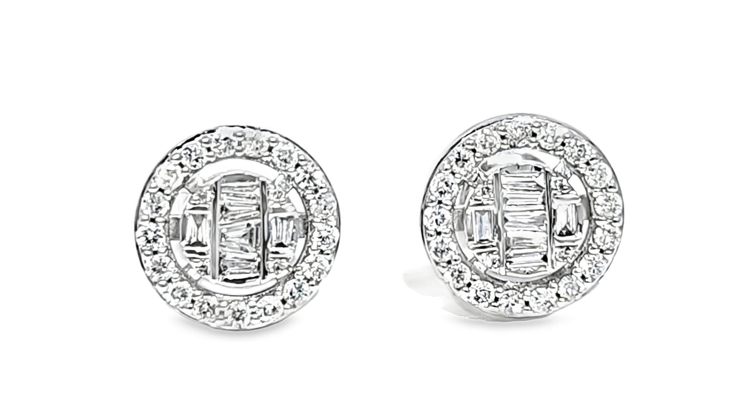 Round Studded Earrings 0.70 Ct. Natural Diamond 10K White Gold