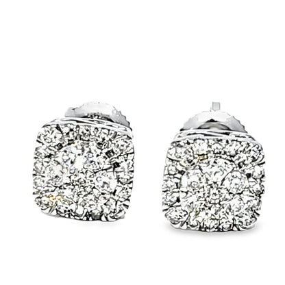 Square Stacked Iced-Out Earrings 0.625 Ct. Diamond 10K White Gold