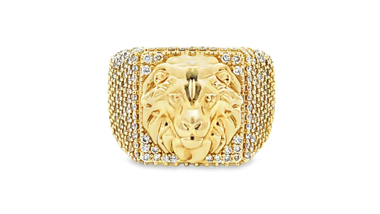 Majestic Lion Gold Ring 4.99 Ct. Diamond 14K Yellow Gold