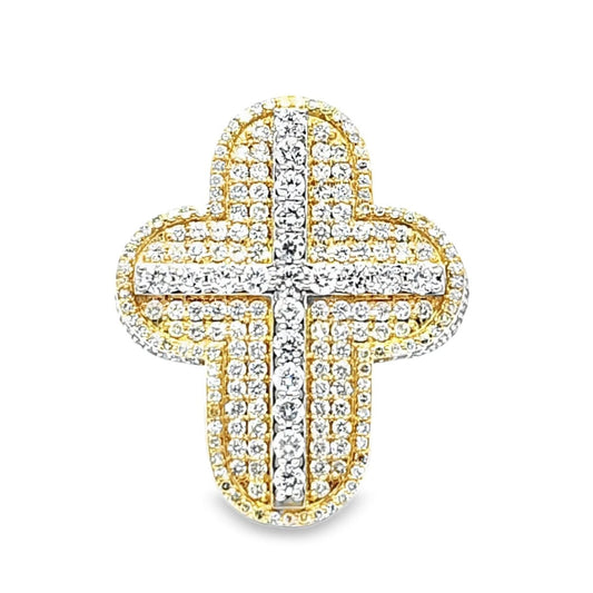 Elegant Cross Ring 10K Yellow Gold with Diamonds