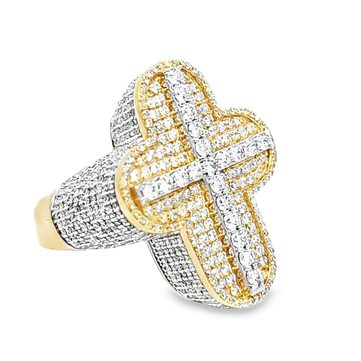 Elegant Cross Ring 10K Yellow Gold with Diamonds