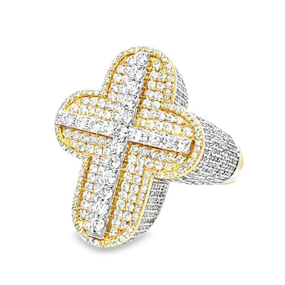 Elegant Cross Ring 10K Yellow Gold with Diamonds