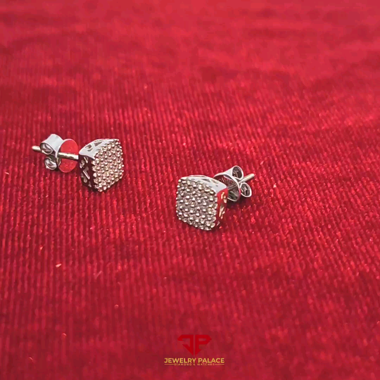 Elegant Square Earrings 0.24 Ct. Diamond 10K White Gold