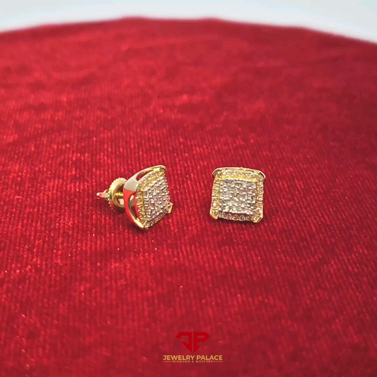 Elegant Square Earrings 0.5 Ct. Diamond 10K Gold