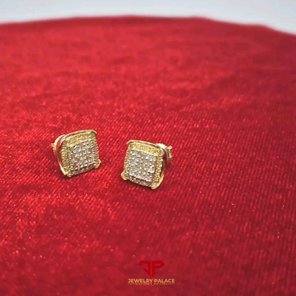 Elegant Square Earrings 0.5 Ct. Diamond 10K Gold