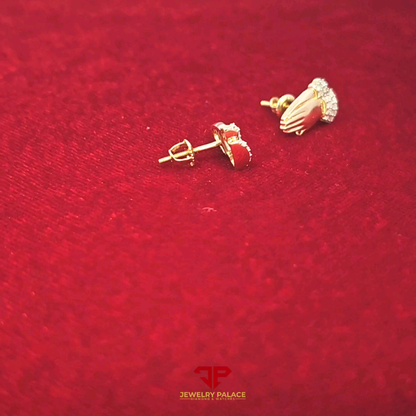 Elegant Praying Hands Earrings 0.083 Ct. Diamond 10K Gold