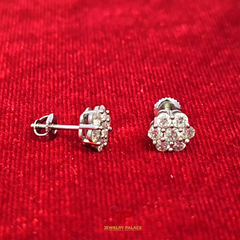 Fancy Flower Earrings 0.875 Ct. Diamond 10K White Gold