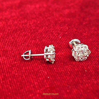 Fancy Flower Earrings 0.875 Ct. Diamond 10K White Gold