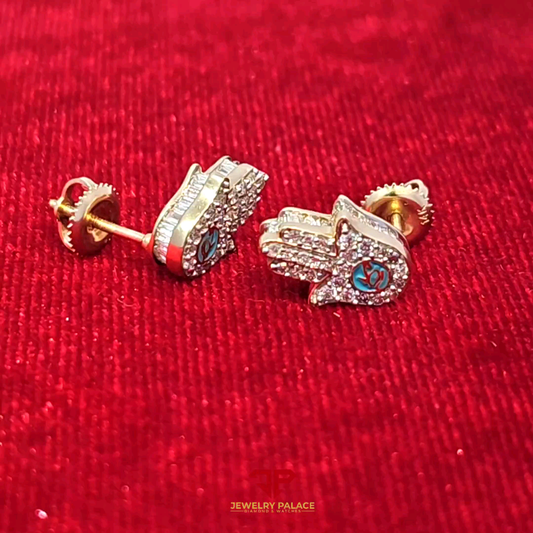 Elegant Hamsa Earrings 0.625 Ct. Diamond 14K Yellow Gold