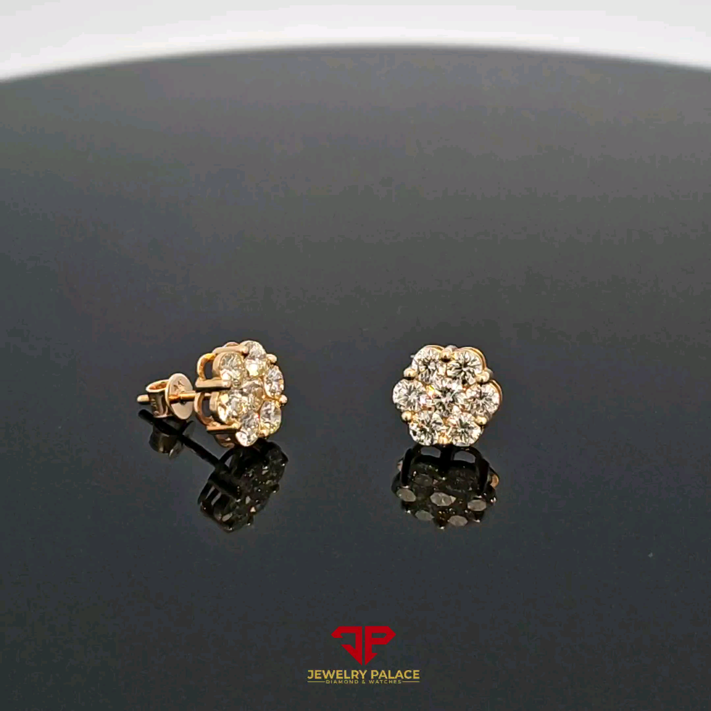 VVS Diamond Flower Earrings 1.45 Ct. Diamond 14K Yellow Gold