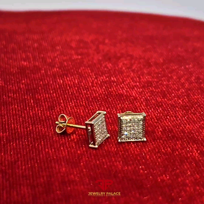 Elegant Square Diamond Earrings 0.15 Ct. Diamond 10K Gold