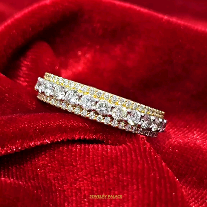 Mens Diamond Band 3 Row 10K Yellow Gold 1.59ctw Diamond