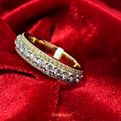 Mens Diamond Band 3 Row 10K Yellow Gold 1.59ctw Diamond