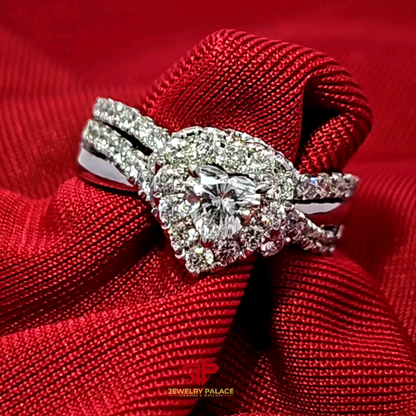 Elegant Heart Diamond Ring Set 1.40 Ct. Diamond, 0.43 Ct. Heart Solitaire 14K White Gold